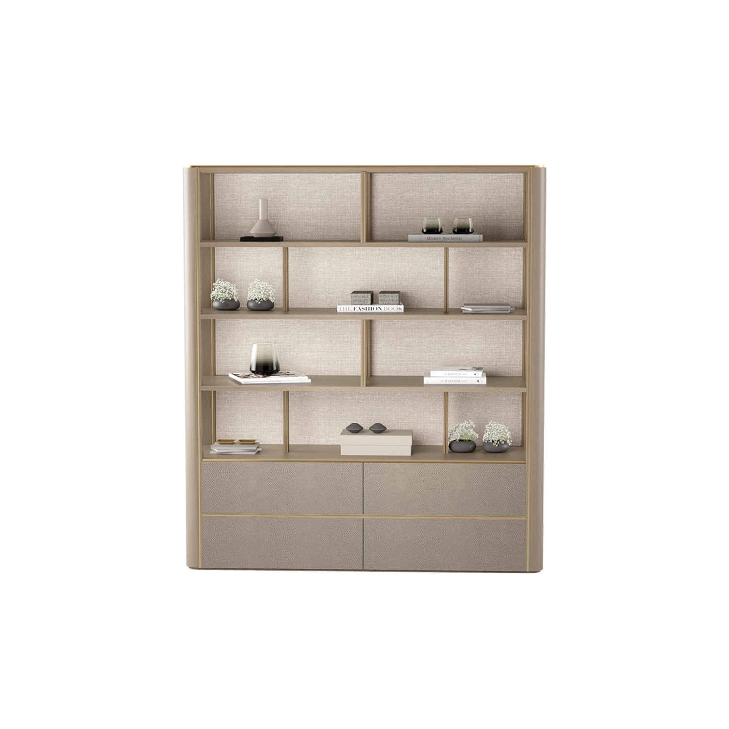 Wood and Leather Shelving Unit