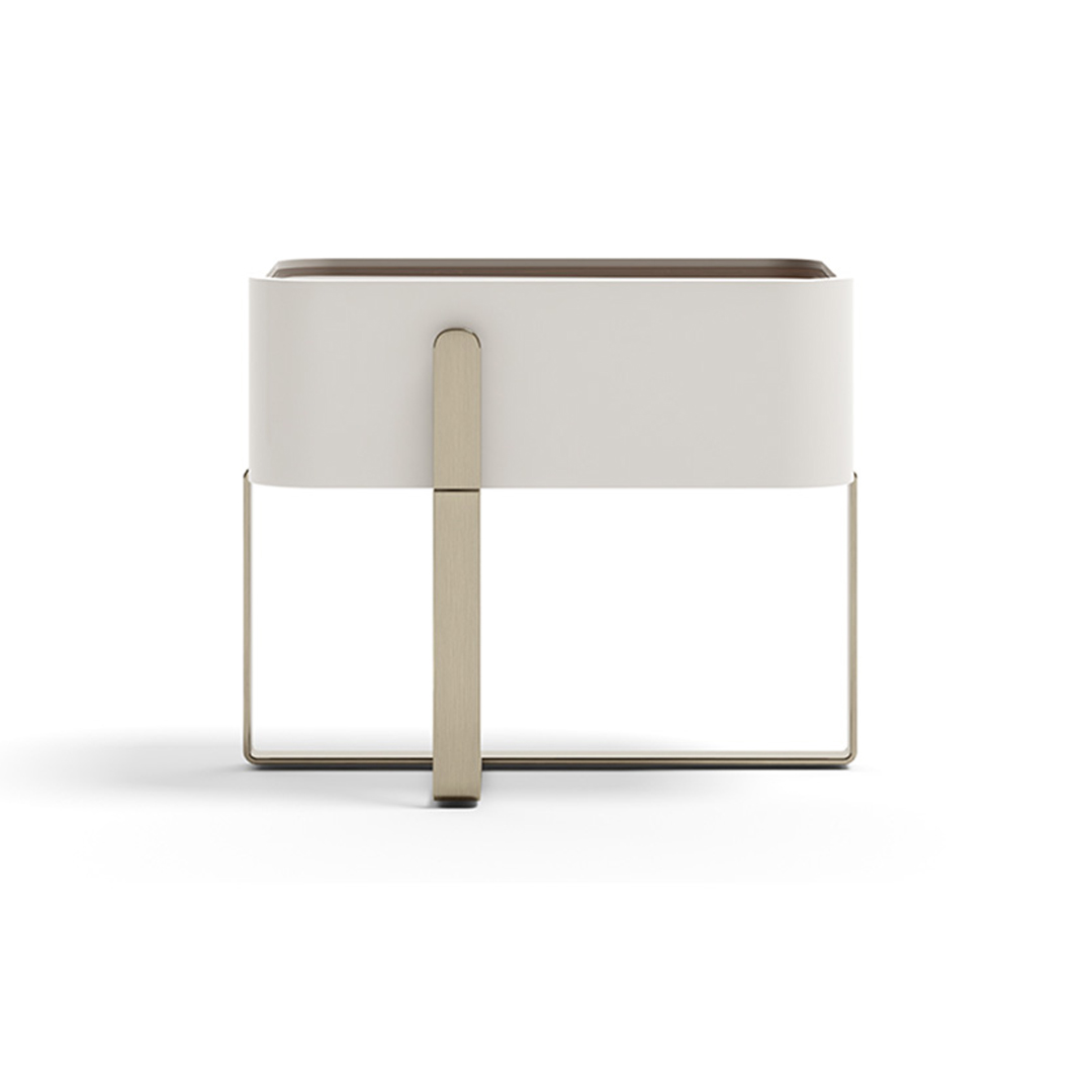 Bold Beige Taupe Lacquer Wooden Bedside Table