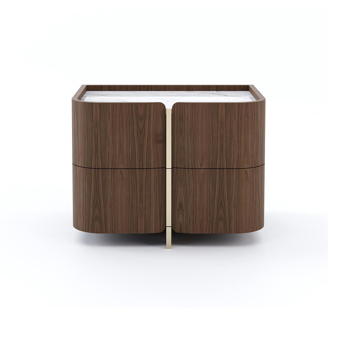 Walnut Gentle Curved Bedside Table