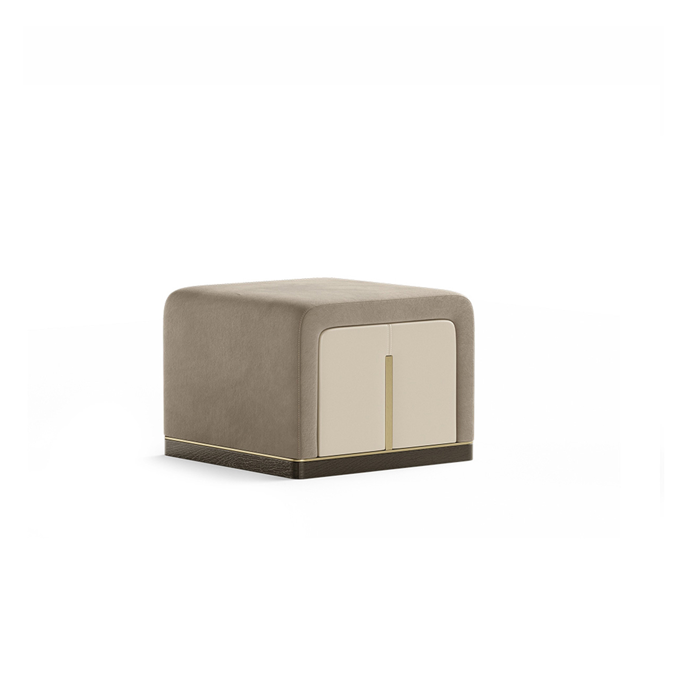 Stainless Steel and Wood Pouf