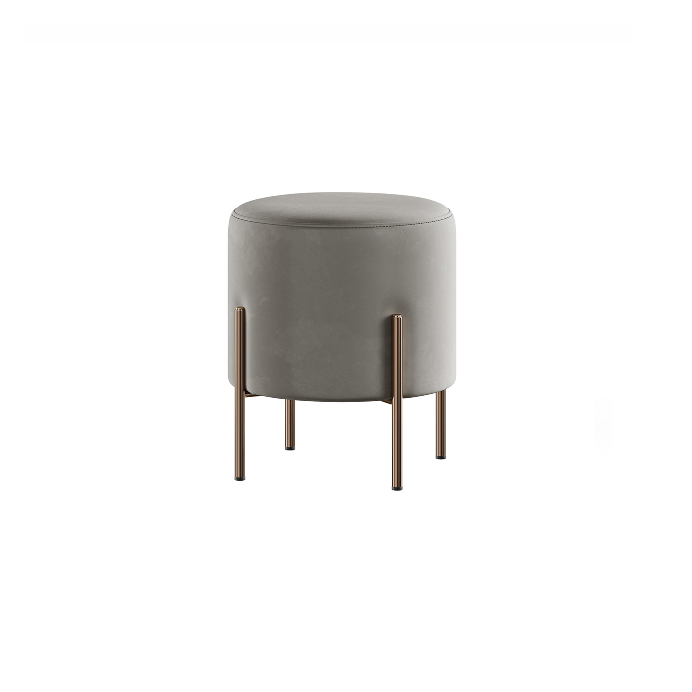 Stainless Steel and Leather Pouf