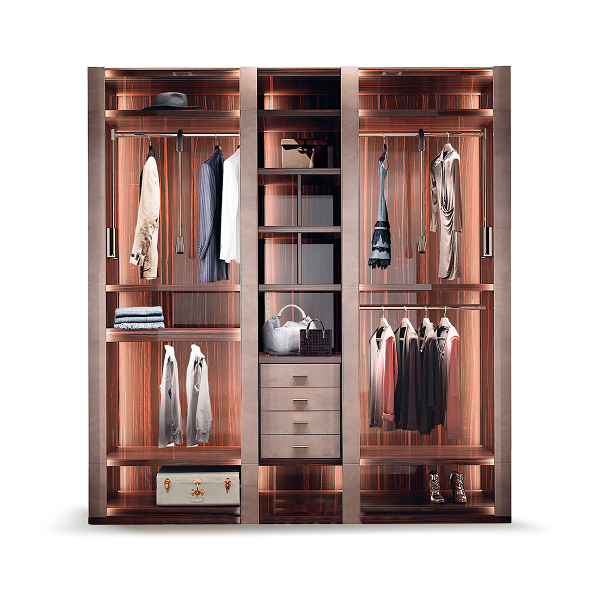 Leather and Wood Walk-In Wardrobe