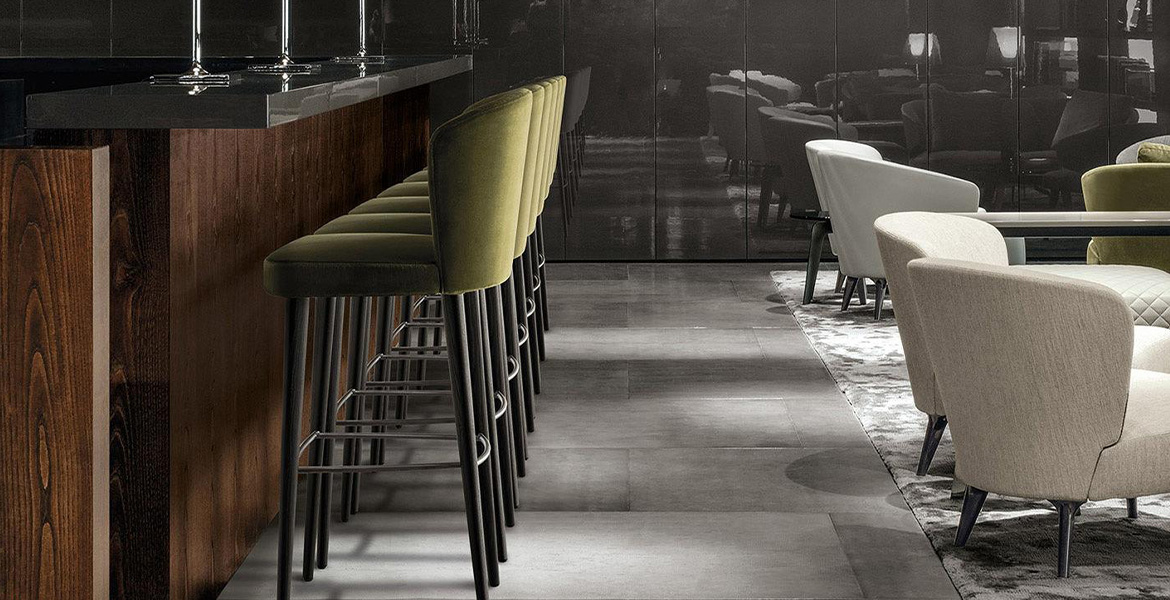 BOLD Stainless Steel and Upholstery Bar Stool  Collection