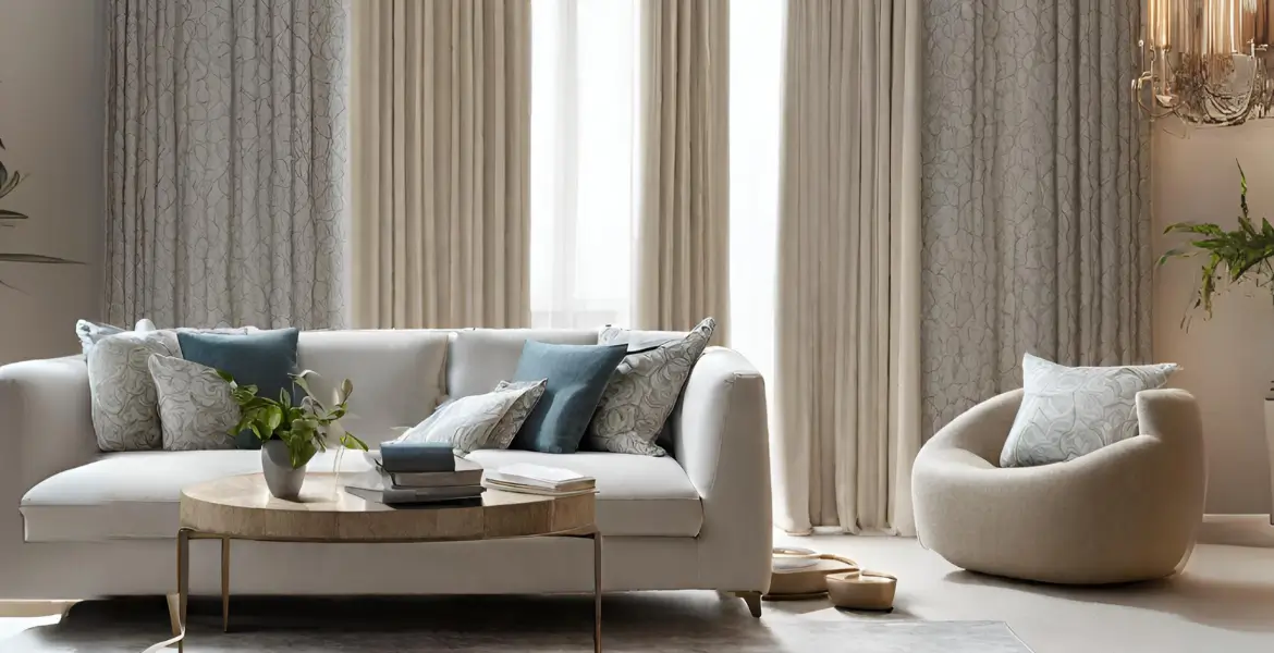 Luxury custom curtains in Dubai – elegant living room design.