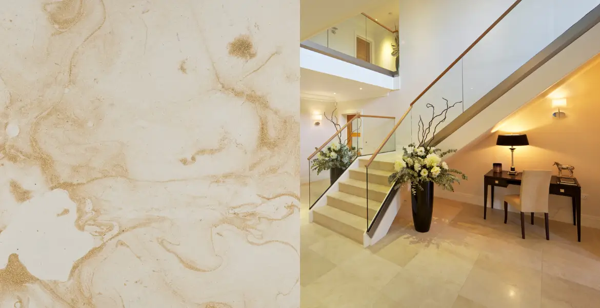 Warm Beige Marble Slab – Crema Marfil with Soft Veining for Cozy and Elegant Floors, Walls, and Interiors.