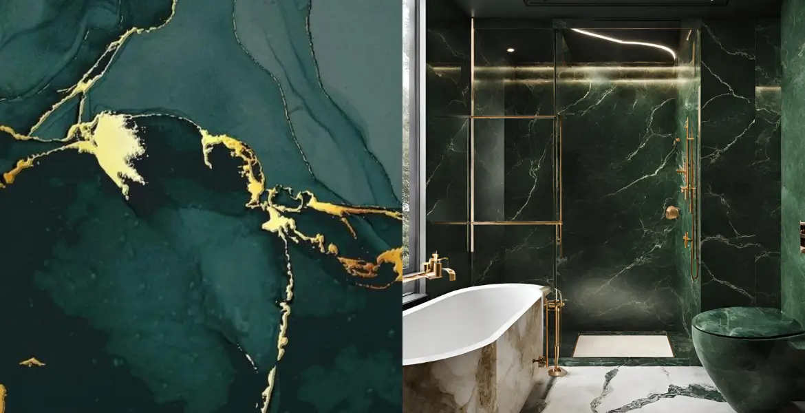 Exquisite Green Marble Slab – Verde Guatemala and Empress Green with Rich Natural Tones for Luxurious Interiors and Decorative Accents.