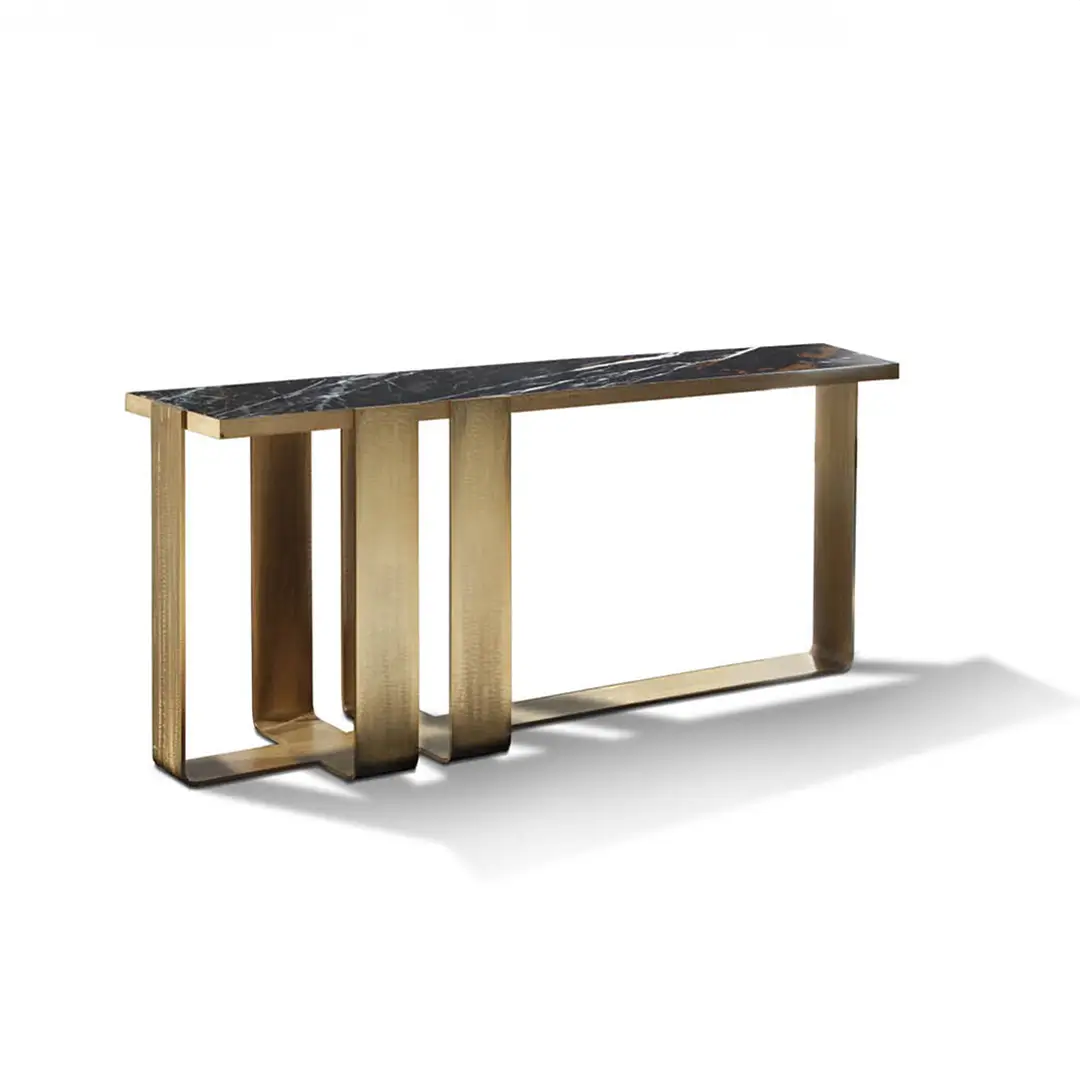 Marble Top Geometric Base Console