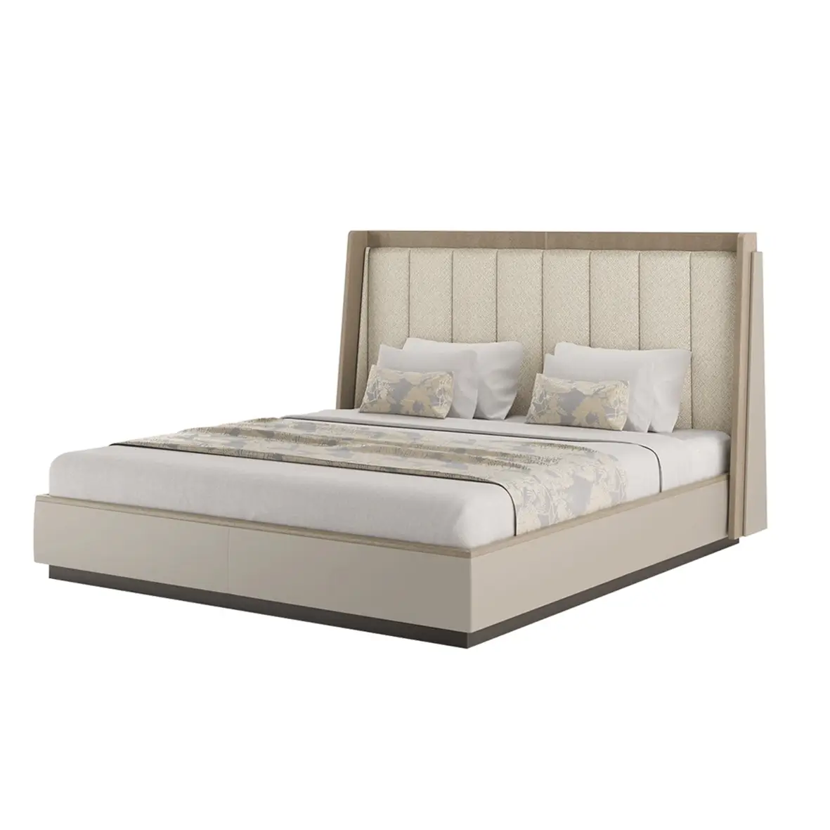 Modern Beige Upholstered Bed