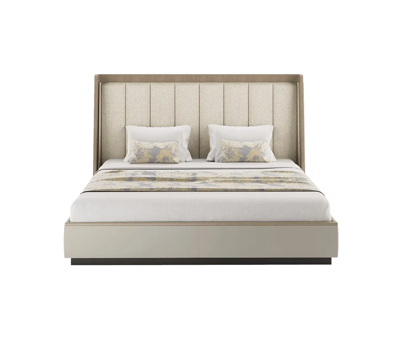 Modern Beige Upholstered Bed