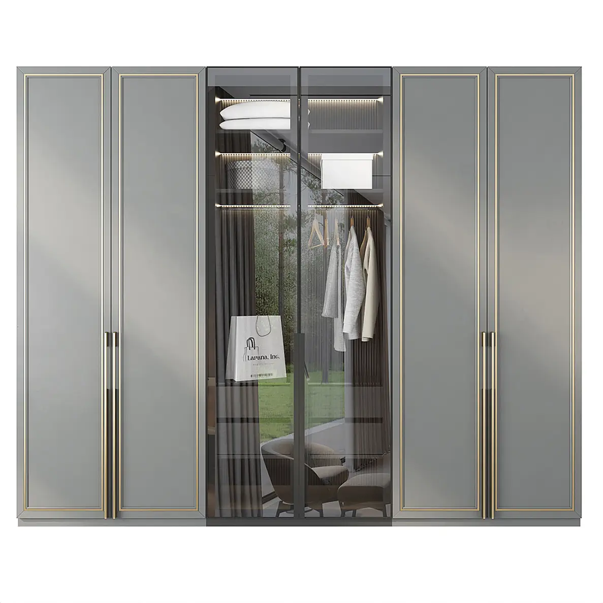 Glass and Wood Wardrobe