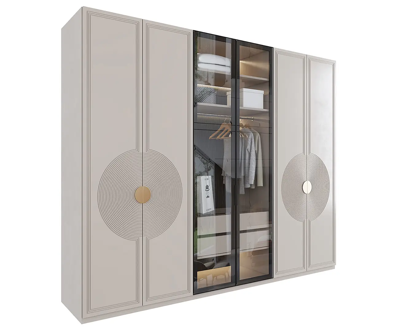 Stainless Steel and Wood Wardrobe