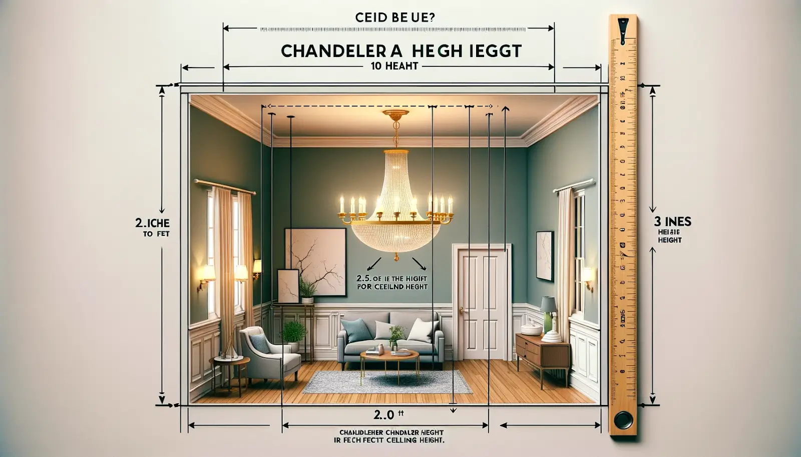 Chandelier height guide—allow 2.5 to 3 inches of fixture height per foot of ceiling height for perfect proportion and balance in any space.