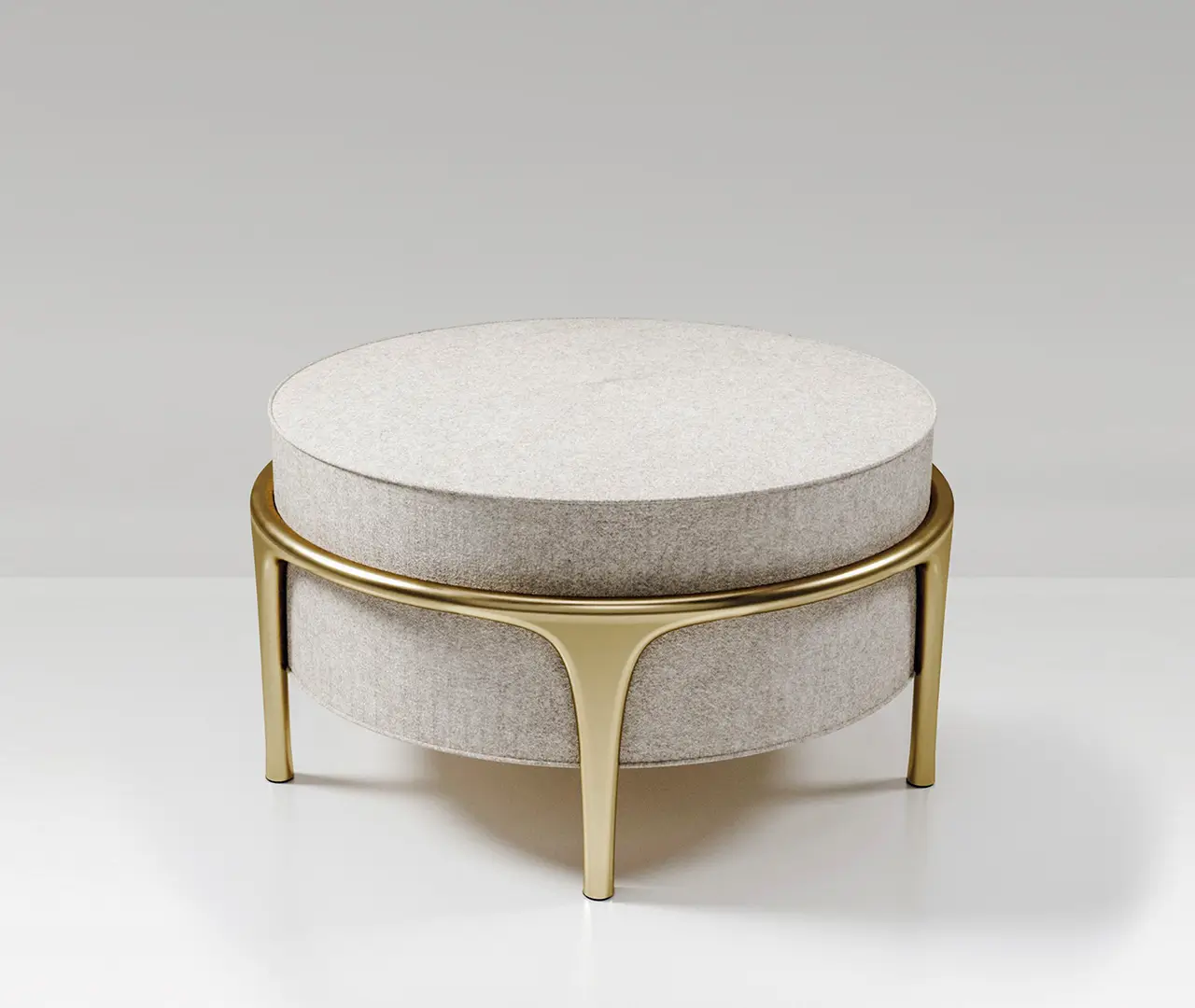 Stainless Steel and Upholstery Pouf