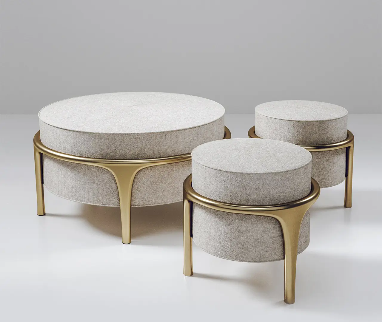 Stainless Steel and Upholstery Pouf