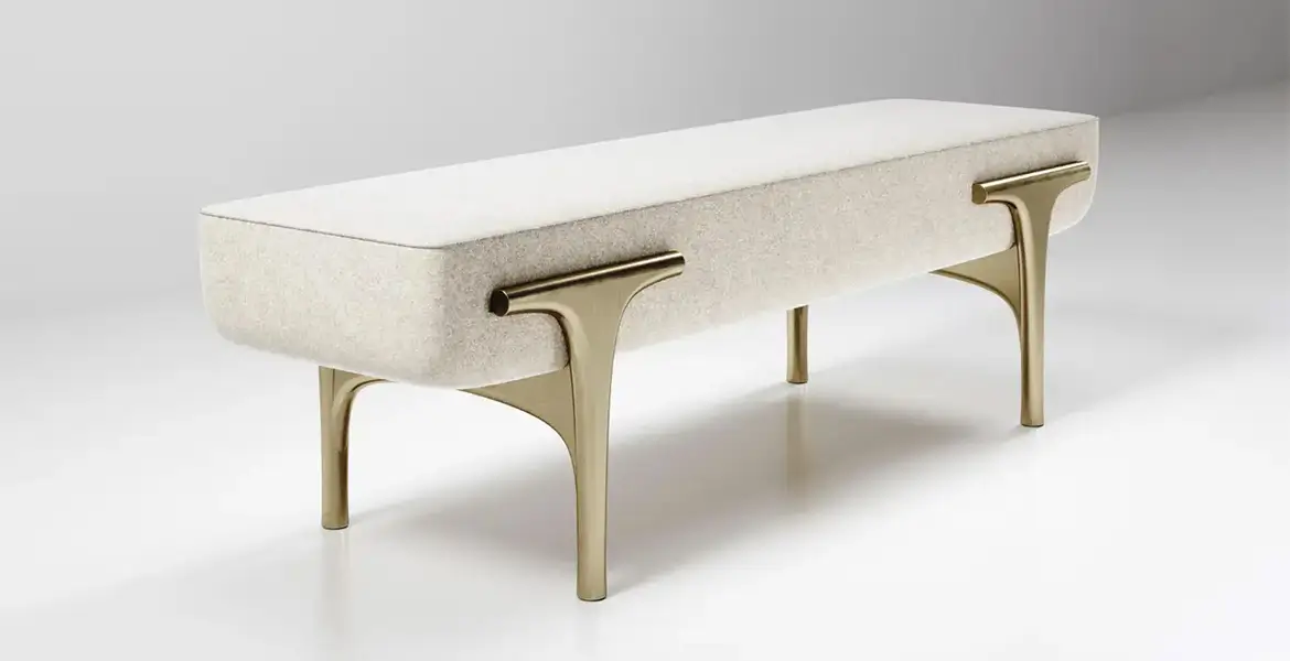 Stainless Steel and Upholstery Bench