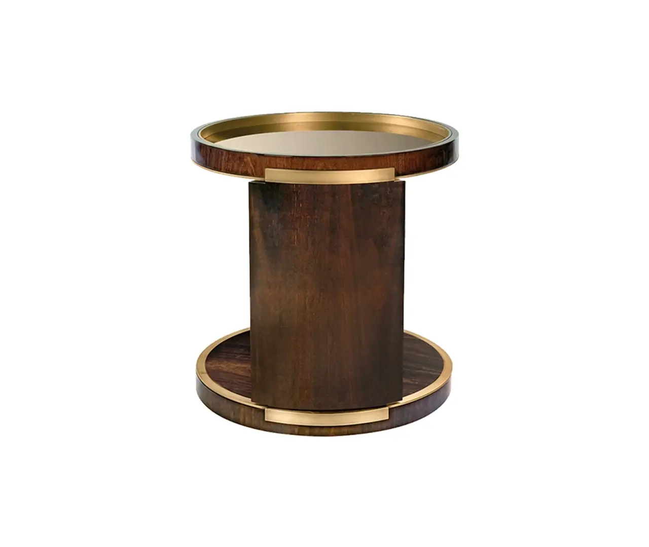 Bold Drum Side Table with Bronze Mirror