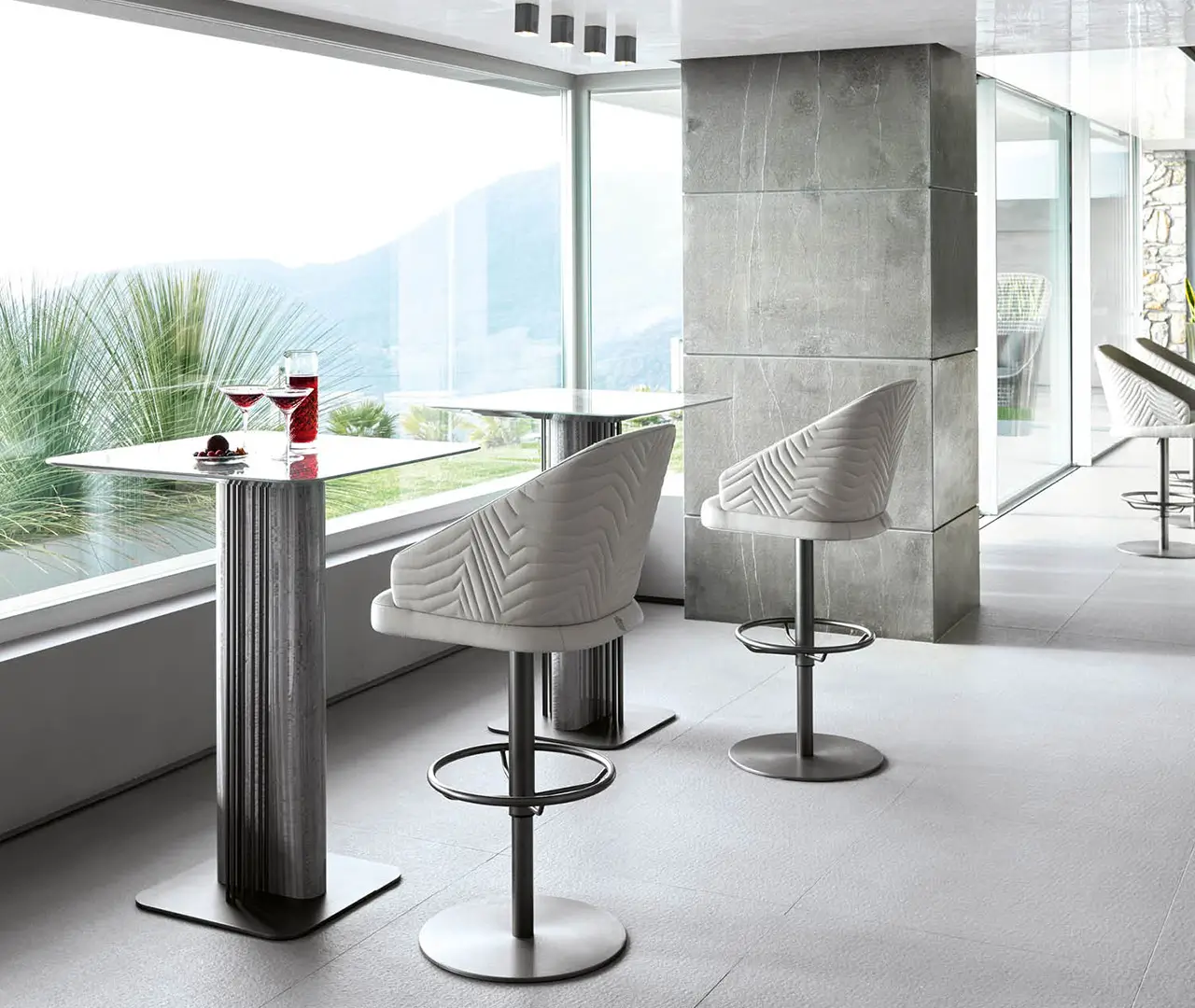 Stainless Steel and Upholstery Bar Stool