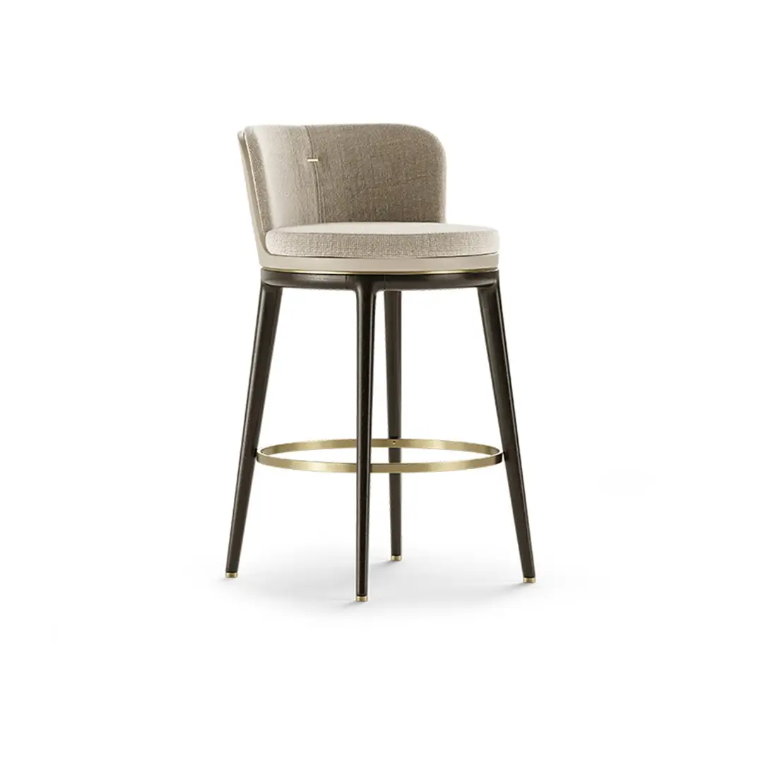 Round Upholstery and Wood Bar Stool