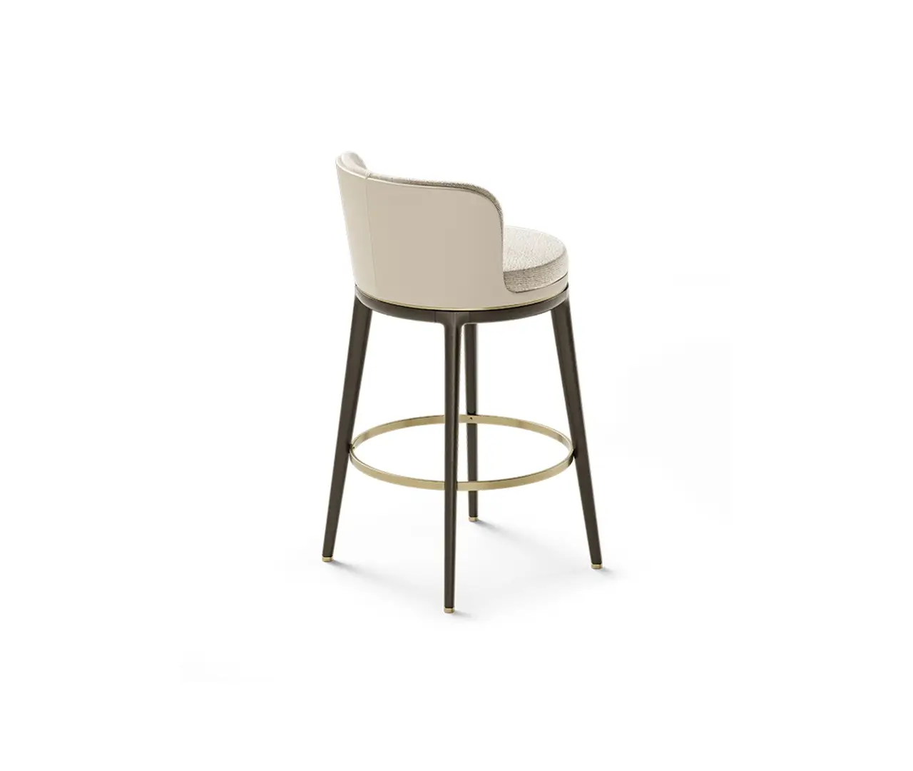 Round Upholstery and Wood Bar Stool