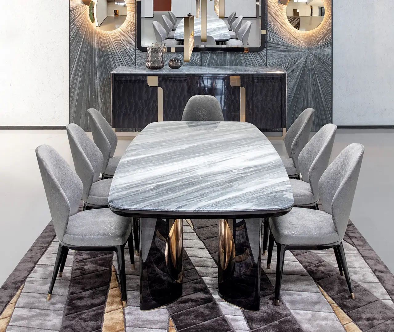 Marble Top Black Dining Table