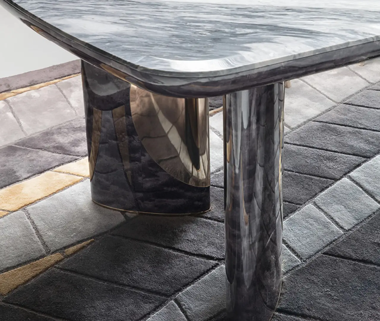 Marble Top Black Dining Table