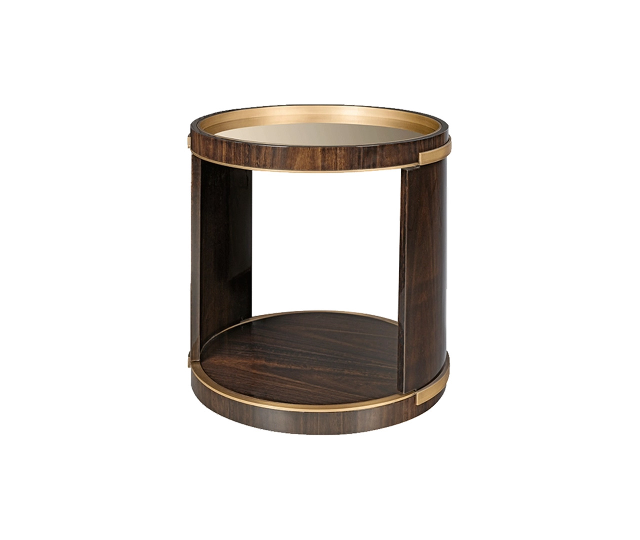 Bold Drum Side Table with Bronze Mirror