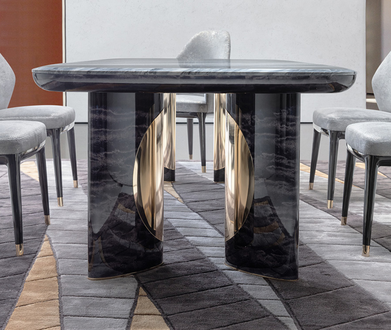 Marble Top Black Dining Table