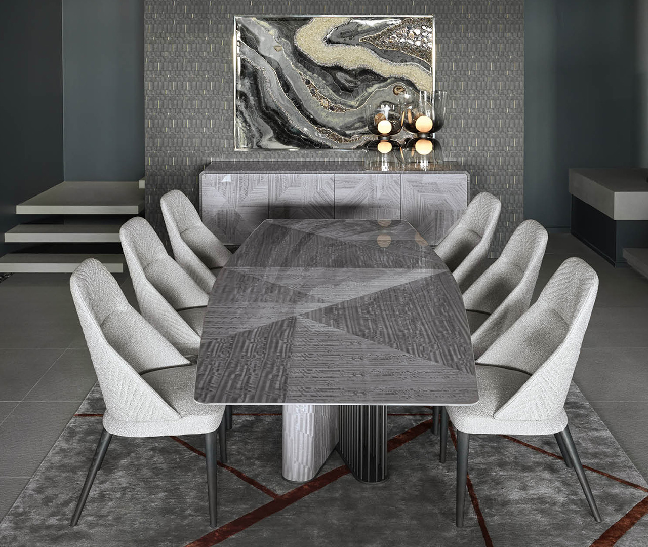 Wood and Steel Grey Dining Table