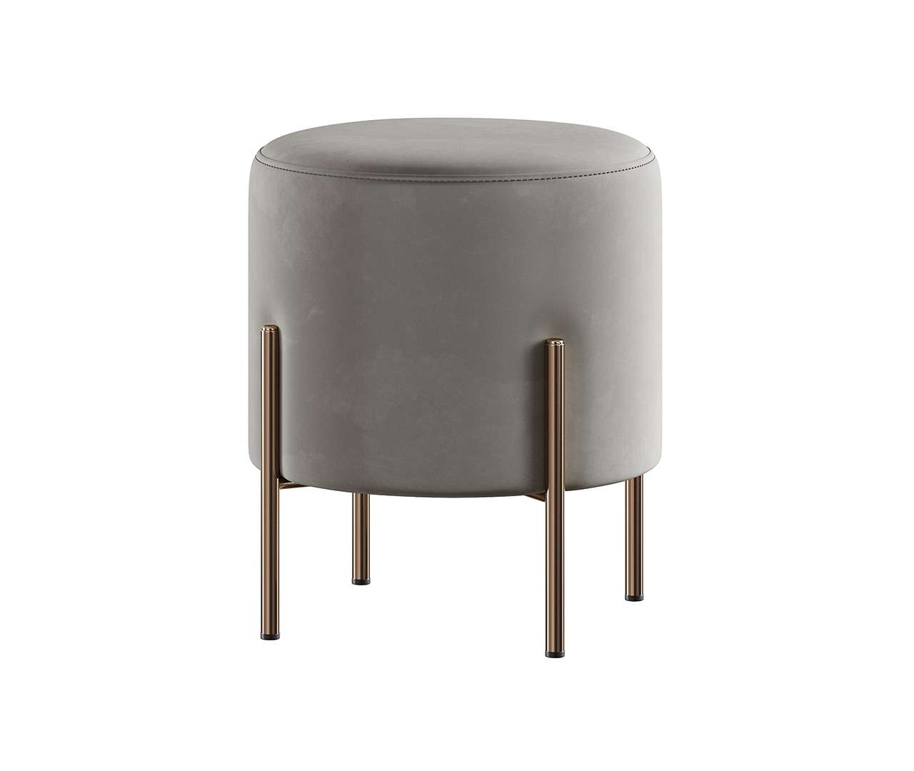 Stainless Steel and Leather Pouf