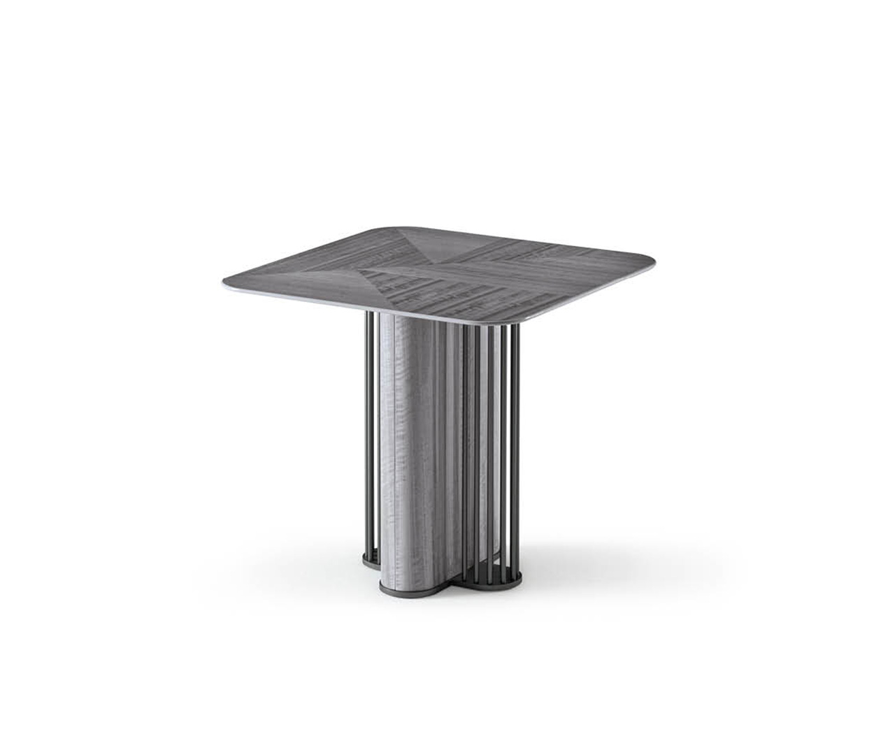 طاولة جانبية مربعة خشبية بتفاصيل معدنية