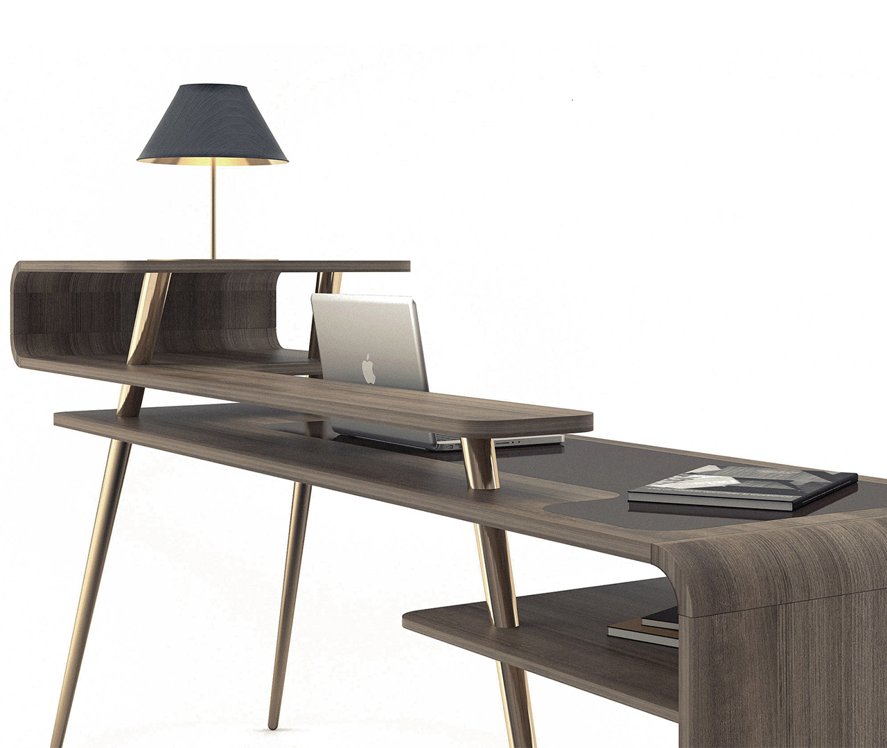 طاولة مكتب خشب بقاعدة معدن
